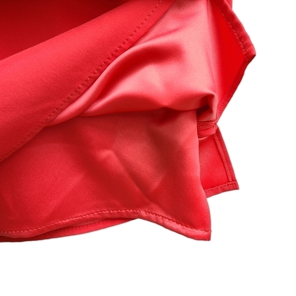 Vince Camuto Coral Shift Dress with Sheer Top Ruffle, Size Medium - Picture 5 of 9